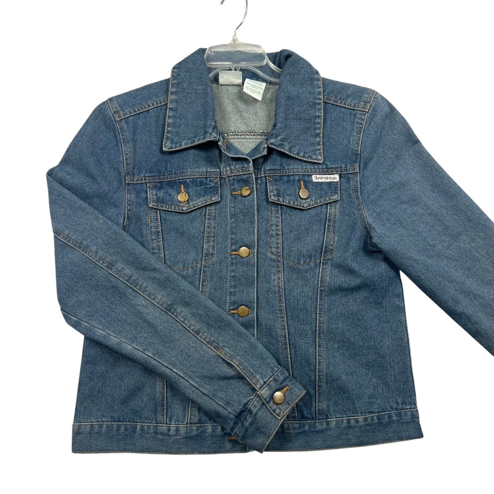 Rainforest Cafe Denim Jacket Womens L Blue Souvenir Trucker Cotton Logo 1780